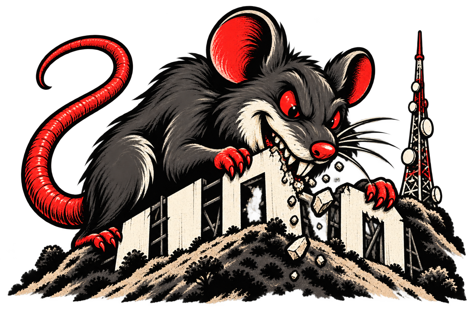 Rat eating the Hollywood sign
